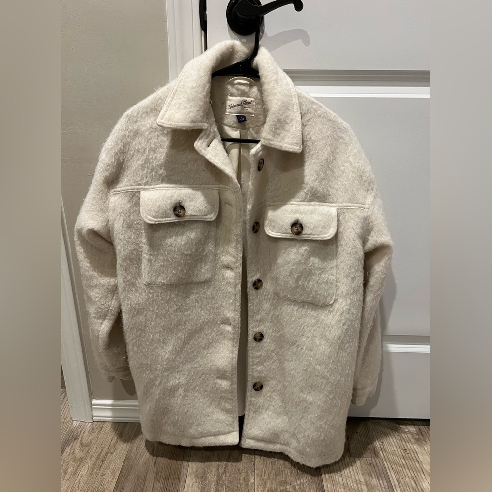 Women’s Cream Wool Button Up Jacket